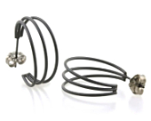 Titanium hoop earrings with a flowing layered triple-band profile