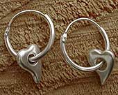 Contemporary silver heart earrings