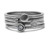 Contemporary silver stacking rings set