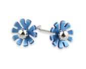 Contemporary flower titanium stud earrings in a beautifully layered ten-petal bloom