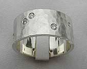 Cubic zirconia mens silver ring