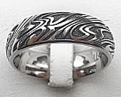 Damascus steel pattern titanium ring