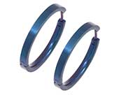 Dark blue titanium full hoop earrings