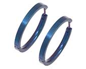 Dark blue titanium full hoop earrings
