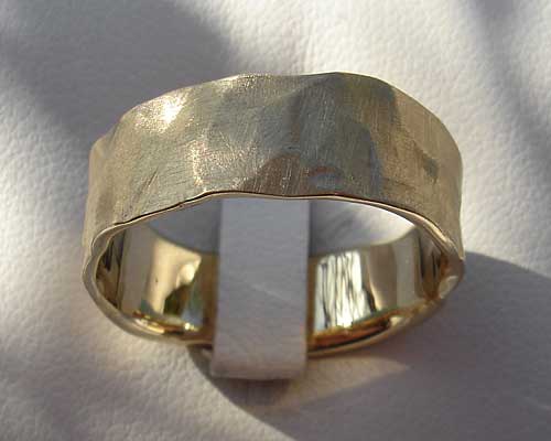 designer hammered gold ring