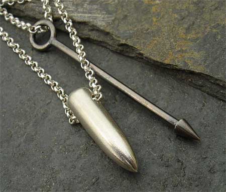 designer mens bullet arrow necklace