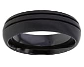 Designer mens grooved black ring