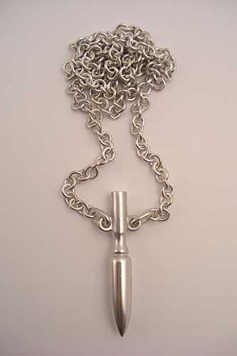 designer silver bullet necklace for men