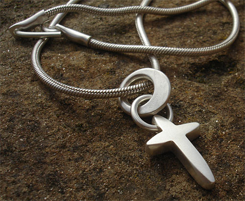 Sterling Silver Ladies' Cross with Dove Necklace on Black Cord JJR42024KIT