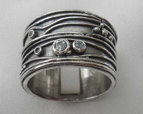 designer silver gemstone ring