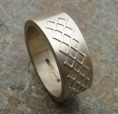 designer silver grid rings