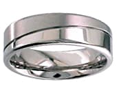 Diagonal half polished half matt plain wedding ring