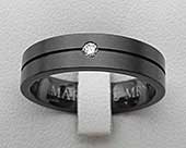 Diamond set black wedding ring