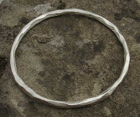 diamond hammered sterling silver bangle