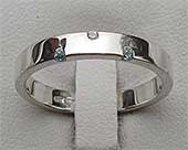Diamond and topaz silver wedding ring