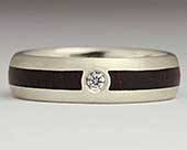 Diamond wooden wedding ring