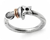 Distinctive artisan rugged sterling silver ring