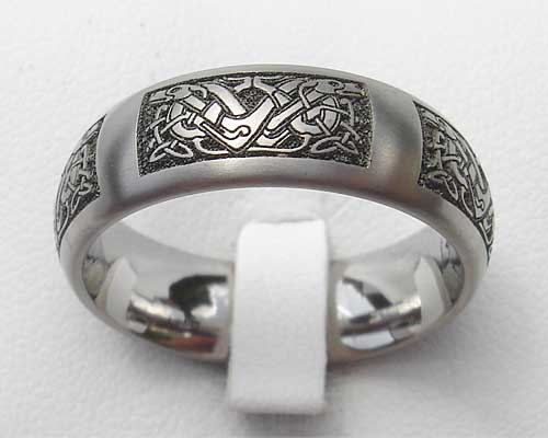 Domed Celtic Dog Titanium Ring  LOVE2HAVE in the UK  