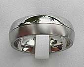 Domed two tone plain wedding ring