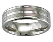 Double tone flat titanium wedding ring