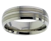 Double tone titanium wedding ring