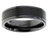 Dual finish plain black wedding ring