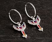 Dynamic eagle silver hoop earrings