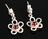 Elegant red garnet silver stud earrings