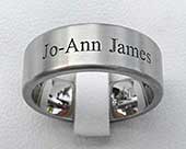 Engraved titanium  wedding ring