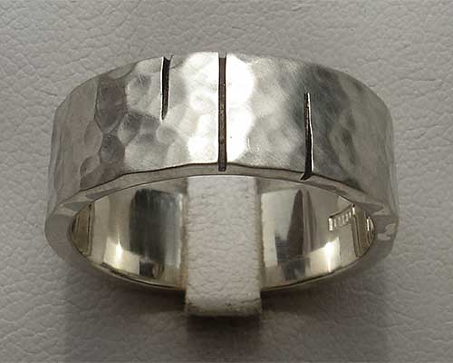 Hammered sterling silver ring