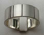Etched mens modern silver ring