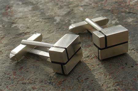 etched silver cufflinks