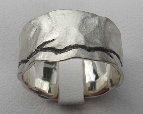 Mens silver designer ring