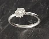 Feminine silver flower stacking ring