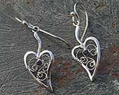 Filigree silver drop earrings