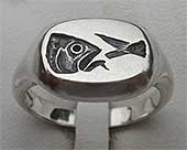 Size Y Fishes Designer Silver Signet Ring
