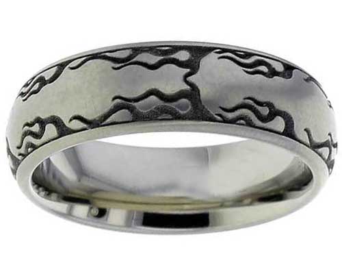 Fire pattern titanium ring