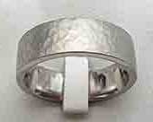 Flat hammered plain wedding ring