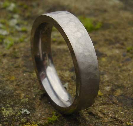 Hammered stainless steel wedding ring