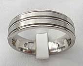 Flat grooved titanium wedding ring