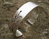 Floral designer silver cuff bracelet