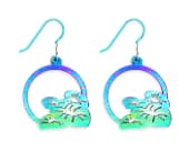 Leaf-design titanium drop earrings in a beautifully finished marbled effect