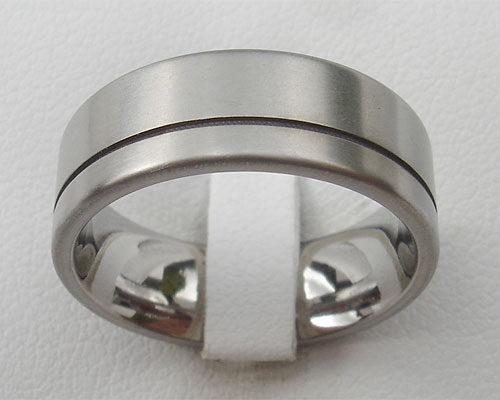 Frosted finish titanium wedding ring