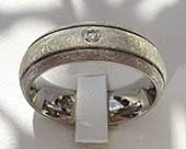 Gold inlaid titanium diamond wedding ring