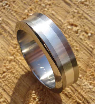 gold inlay titanium wedding ring