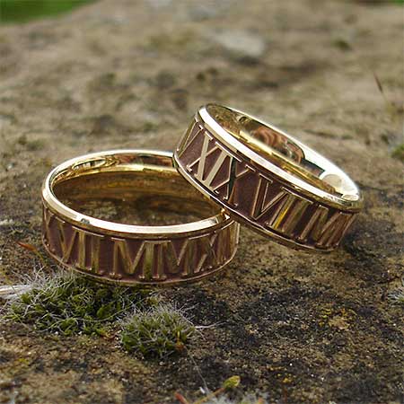 Gold Roman numeral rings