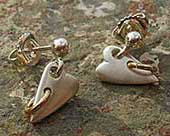 Gold and silver handmade heart earrings