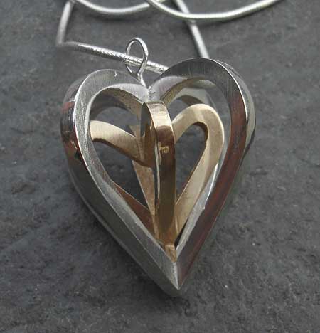 gold silver heart necklace