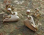Gold and silver heart stud earrings