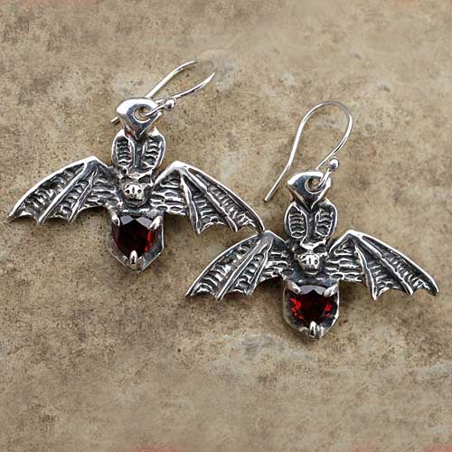 gothic bat drop earrings